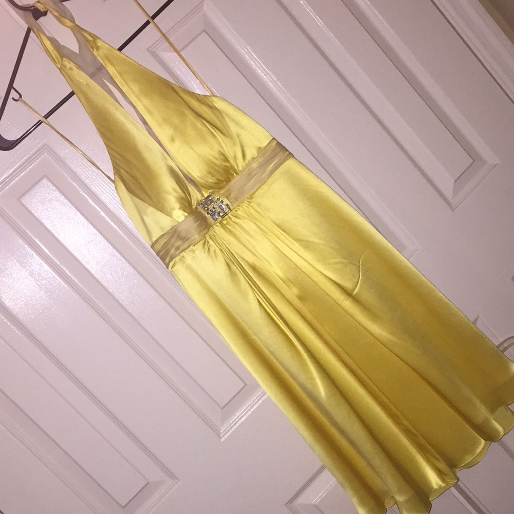 Halter soft yellow dress